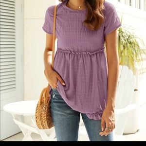 SHEIN Purple Peplum Textured Blouse (L)